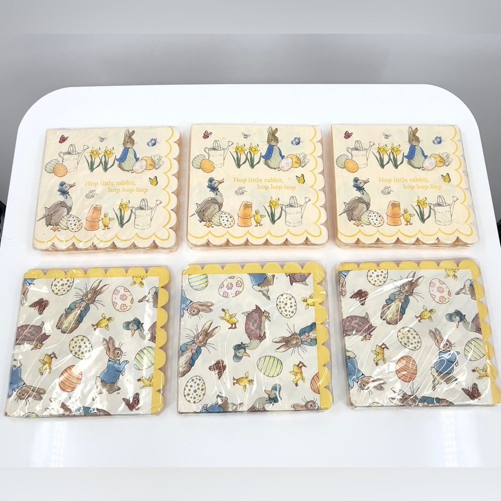 Meri Meri Beatrix Potter Peter Rabbit Egg Spring Yellow Baby Shower 120 Napkins